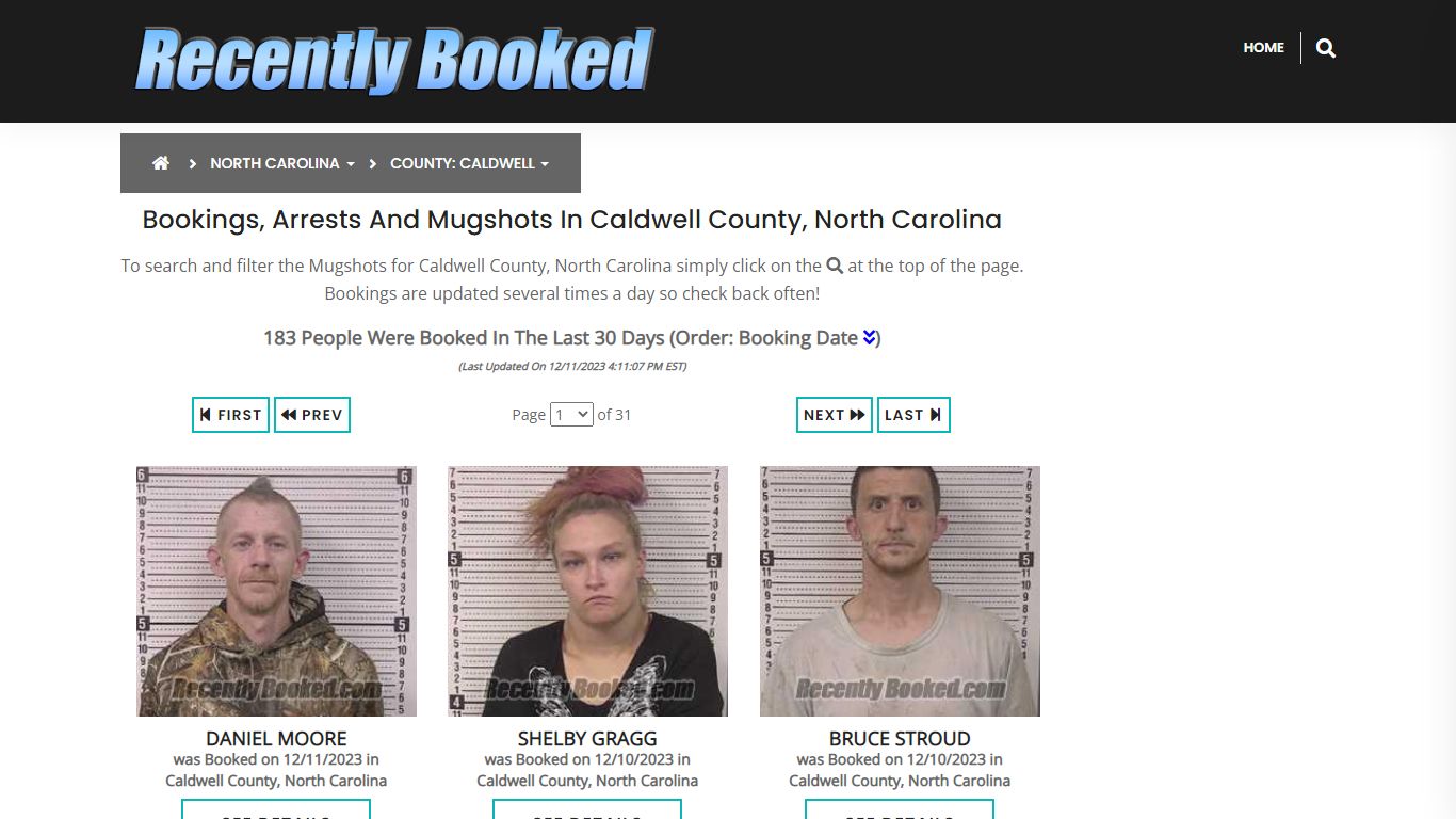 Bookings, Arrests and Mugshots in Caldwell County, North Carolina