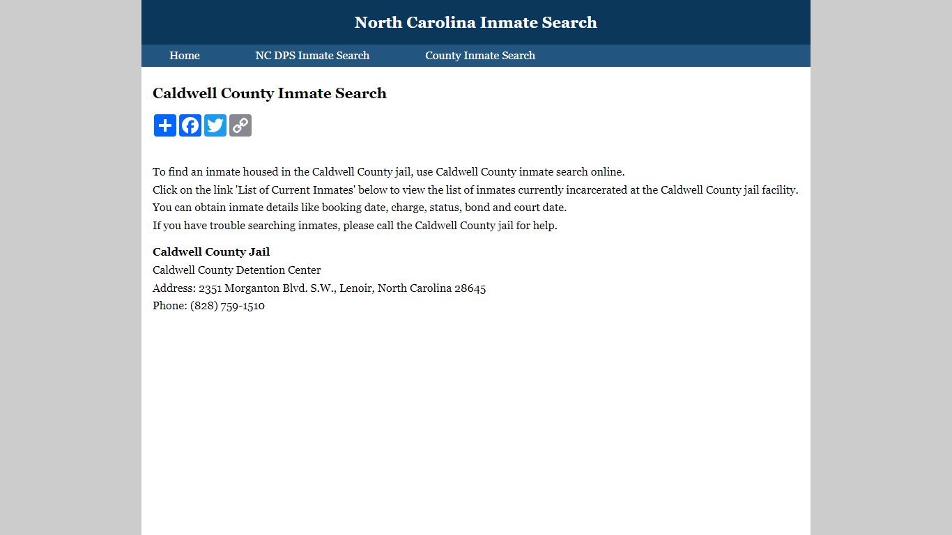 Caldwell County Inmate Search